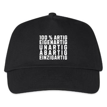 100 % Artig Eigenartig Unartig Abartig Einzigartig - Kinder Basecap - Schwarz - Vorne