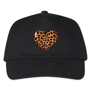 Leoparden-Herz – Wildes T-Shirt-Design - Kinder Basecap - Schwarz - Vorne