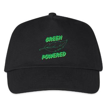 Grüner Text mit Blattsymbol - Kinder Basecap - Schwarz - Vorne