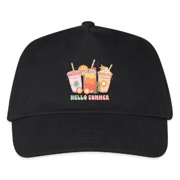 Sommer Vibes See Natur Flora Kunst Blumen Meer - Kinder Basecap - Schwarz - Vorne