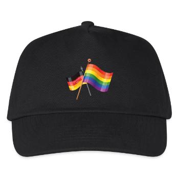 Regenbogen Deutschland Flagge - Kinder Basecap - Schwarz - Vorne