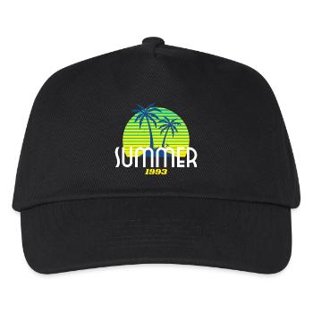 Tropical Palm Tree & Sunset Design - Kids’ Baseball Cap - black - Front