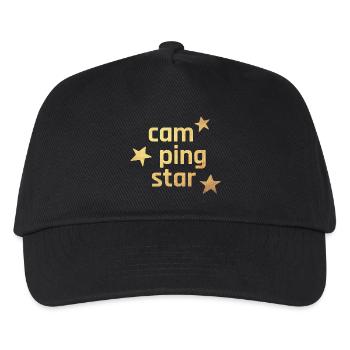 Camping Star Sterne Gold exklusiv Luxus Camper Fan - Kinder Basecap - Schwarz - Vorne
