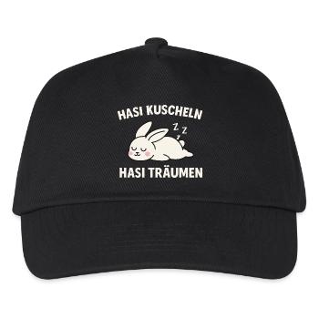 Hasi kuscheln – Hasi träumen (Schlafhase) - Kinder Basecap - Schwarz - Vorne