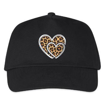 Heart with leopard print - Kids’ Baseball Cap - black - Front