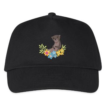 Seeotter Cartoon Blume Floral - Kinder Basecap - Schwarz - Vorne