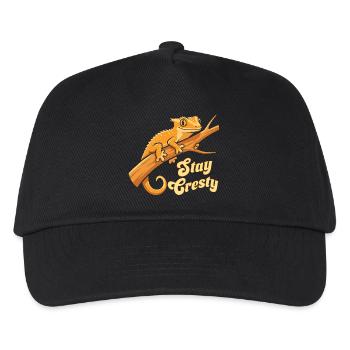 Schopfgecko Reptil Humor Eidechse - Kinder Basecap - Schwarz - Vorne