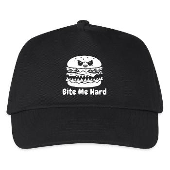 Wütender Hamburger Bite Design - Kinder Basecap - Schwarz - Vorne