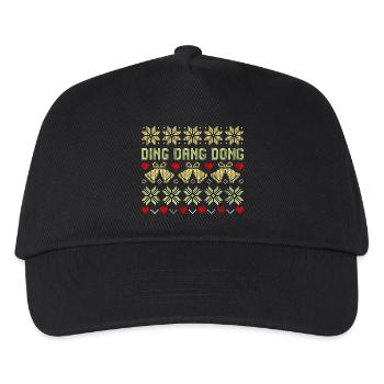 Ugly Christmas Sweater Muster Schneeflocke Glocke  - Kinder Basecap - Schwarz - Vorne