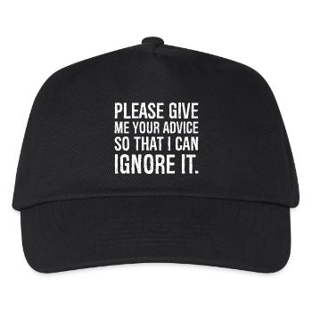 please give me your advice so that I can Ignore - Kids’ Baseball Cap - black - Front