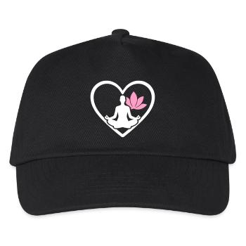 Yoga Herz Frau Silhouette Lotus Wellness - Kinder Basecap - Schwarz - Vorne