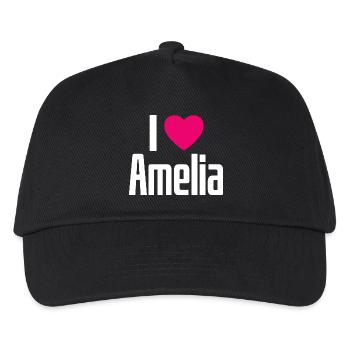 I Love Amelia Pinkes Herz Ich liebe Amelia - Kinder Basecap - Schwarz - Vorne