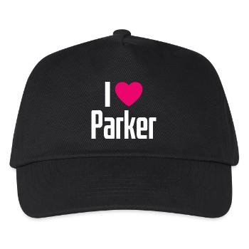 I Love Parker Pinkes Herz Ich liebe Parker - Kinder Basecap - Schwarz - Vorne