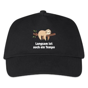 Langsamer Sloth Tempo Design - Kinder Basecap - Schwarz - Vorne