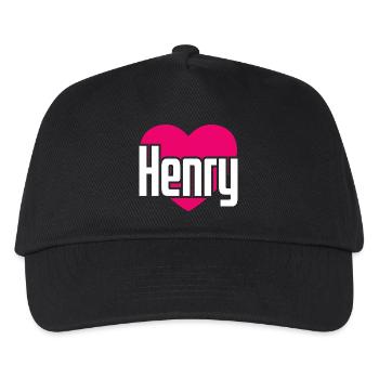 I Love Henry Pinkes Herz Ich liebe Henry - Kinder Basecap - Schwarz - Vorne