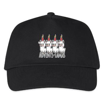Die 4 niedliche Advents Lamas - eine Kerze brennt! - Kinder Basecap - Schwarz - Vorne