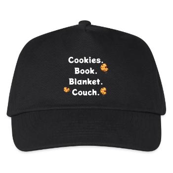 Cookies. Book. Blanket. Couch - Kinder Basecap - Schwarz - Vorne