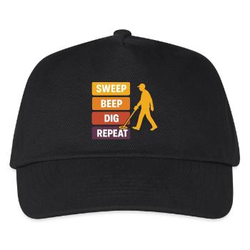 Sweep Beep Dig Repeat Metal Detecting - Kids’ Baseball Cap - black - Front