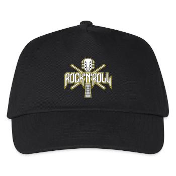 Rocknroll-Gitarre und Drumsticks-Emblem - Kinder Basecap - Schwarz - Vorne