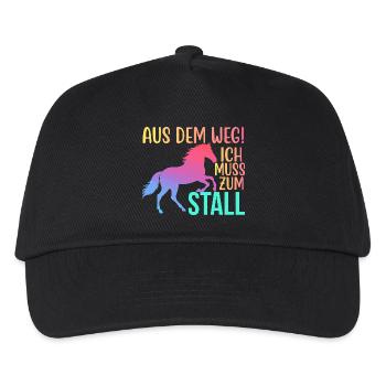 Aus dem Weg Ich muss zum Stall Reiten Reiterin - Kinder Basecap - Schwarz - Vorne