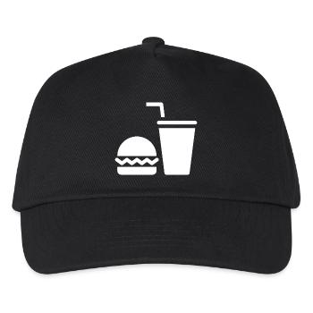 Fast Food, Burger, Imbisswagen - Kinder Basecap - Schwarz - Vorne