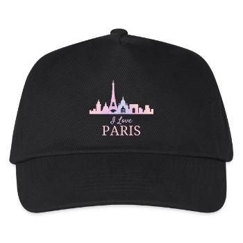 I Love Paris – Pastell Skyline - Kinder Basecap - Schwarz - Vorne