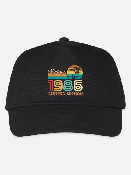 1986 Vintage Retro 1986 Geburtstagsgeschenk - Kinder Basecap - Schwarz