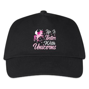 Life is better with unicorns - Kinder Basecap - Schwarz - Vorne