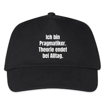 Pragmatischer Alltag: Theorie endet hier - Kinder Basecap - Schwarz - Vorne