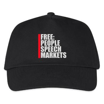 Free Speech Markets People Libertär Freiheit Logo - Kinder Basecap - Schwarz - Vorne