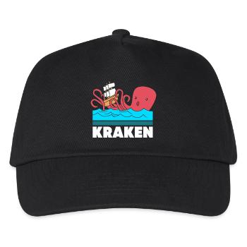 Oktopus Krake Kraken Tintenfisch - Kinder Basecap - Schwarz - Vorne
