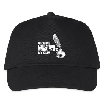 Feder erinnert an Slam-Poesie - Kinder Basecap - Schwarz - Vorne