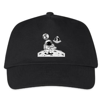 Astronauten-Lieferung Alien-Weltraumpizza - Kinder Basecap - Schwarz - Vorne