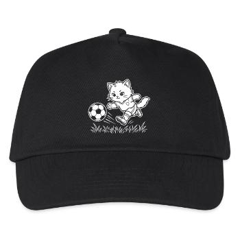 Fußball Kawaii Katze - Kinder Basecap - Schwarz - Vorne
