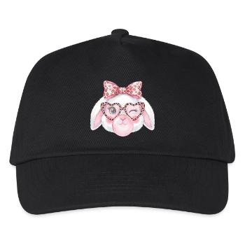 Leopardgläser Ostern Häschen mit Rosa Schleife - Kinder Basecap - Schwarz - Vorne