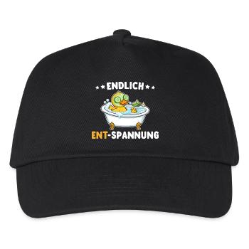 Wellness Ente Endlich Ent-Spannung Wortwitz - Kinder Basecap - Schwarz - Vorne