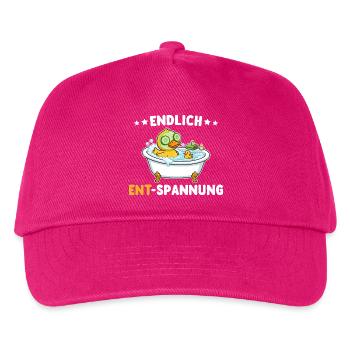 Wellness Ente Endlich Ent-Spannung Wortwitz - Kinder Basecap - Fuchsia - Vorne