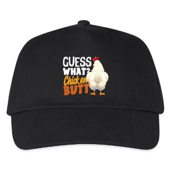 Guess Chicken Bottom Funny Joke - Kids’ Baseball Cap - black - Front