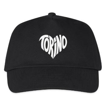 Turin, Torino Herz Design - Kinder Basecap - Schwarz - Vorne