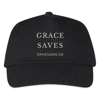 GNADE RETTET | Epheser 2 Vers 8 | Christian - Kinder Basecap - Schwarz - Vorne