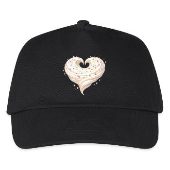 Sahne Herz Backen Süßes Design - Kinder Basecap - Schwarz - Vorne