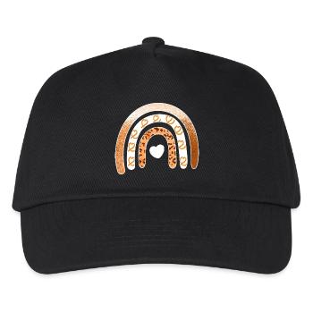 Leopard-Regenbogenherz-Arc - Kinder Basecap - Schwarz - Vorne