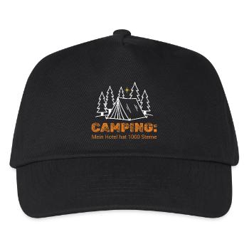 Camping 1000 Sterne Hotel - Minimalistisches Campe - Kinder Basecap - Schwarz - Vorne
