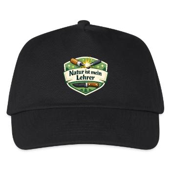 Natur ist mein Lehrer – Waldbadge - Kinder Basecap - Schwarz - Vorne