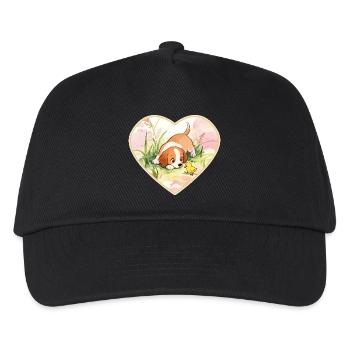 Welpe und Küken: 🐶🐥Unerwartete Freundschaft - Kinder Basecap - Schwarz - Vorne