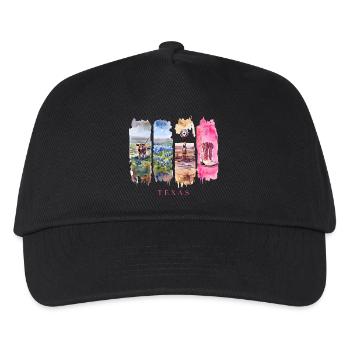 Texas Travel – Longhorn & Cowboy Spirit - Kinder Basecap - Schwarz - Vorne