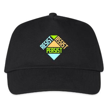 Resist Assist Persist Aktivismus Motivation Logo - Kinder Basecap - Schwarz - Vorne