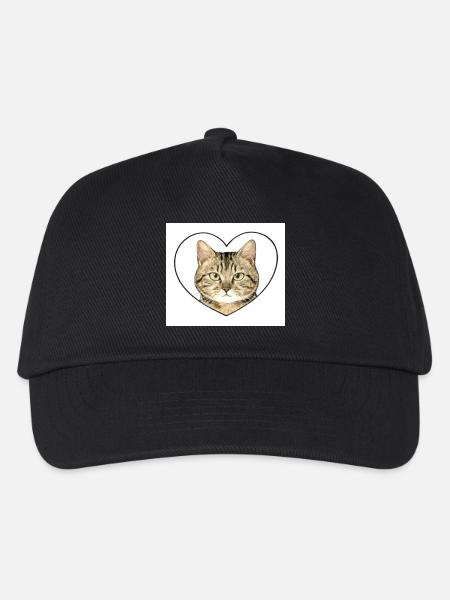 Katzenherz: Katzenporträt - Kinder Basecap - Schwarz