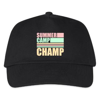Summer Camp Champ Lustig Kinder Outdoor Abenteuer - Kinder Basecap - Schwarz - Vorne