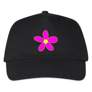 Neonpink Blütenzauber Gelbe Mitte - Kinder Basecap - Schwarz - Vorne